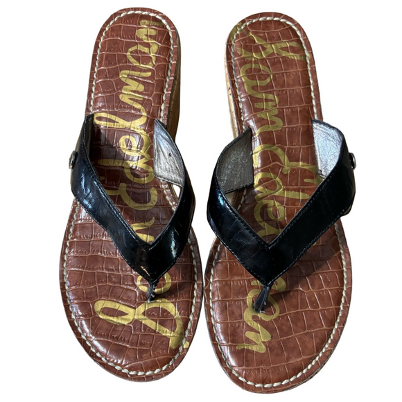 Sam Edelman Shoes - Sam Edelman Romy Sandals wedge sandals with Glossy Strap 3” heel size 7.5 M